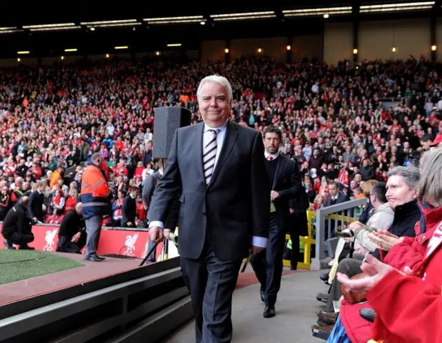 Bill Kenwright at Anfield for the Hillsborough memorial