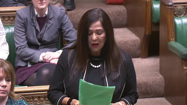 Labour MP Yasmin Qureshi reads out a letter from a constituent in the House of Commons