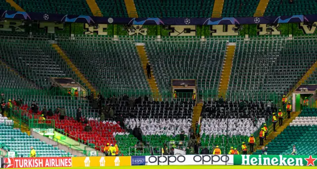 The Green Brigade prepare a pro-Palestine display