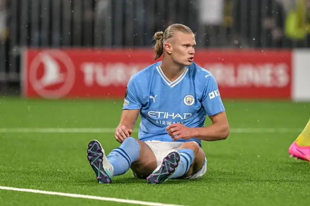 Erling Haaland of Manchester City looks on