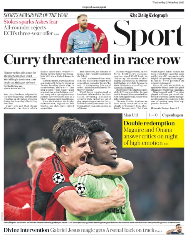 Guardian's main sport page