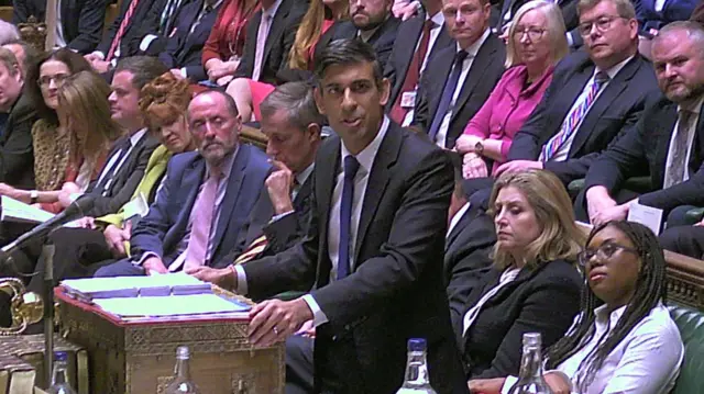 Rishi Sunak in the House of Commons during Prime Minister's Questions