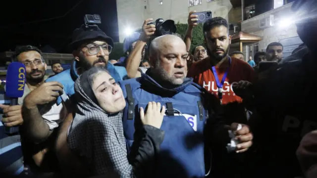 Al Jazeera reporter Wael al-Dahdouh in Gaza City after seeing bodies of his wife and children