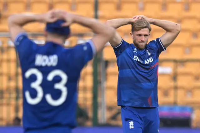 David Willey puts his hands on his heads