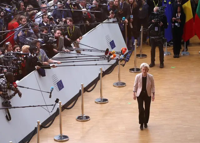 European Commission President Ursula von der Leyen arrives for the European Council meeting