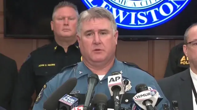 Colonel William Ross from Maine State Police, speaking at a press conference