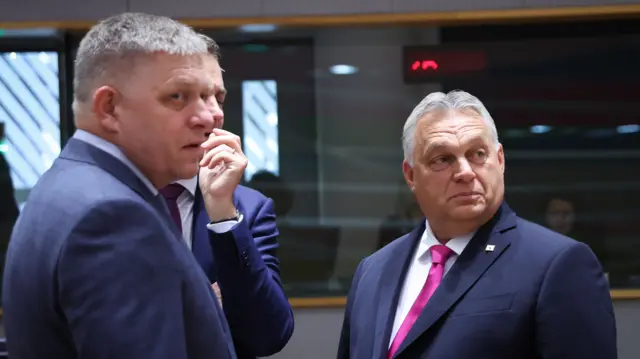 Slovakia's Prime Minister Robert Fico and Hungarian Prime Minister Viktor Orban