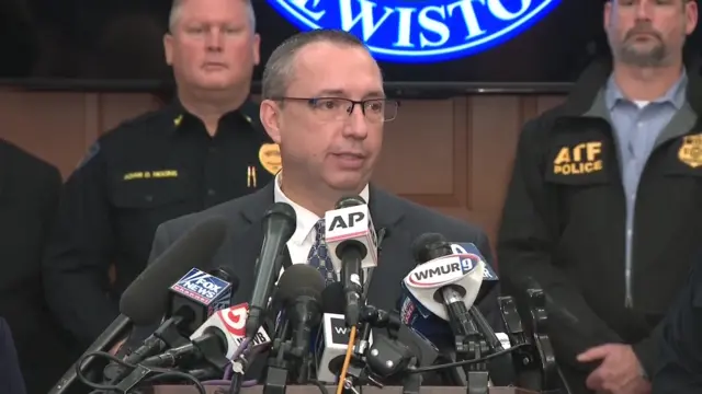 Mike Saushuck speaking at a press conference in Maine