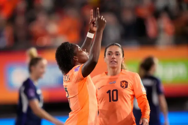 Netherlands celebrate third goal