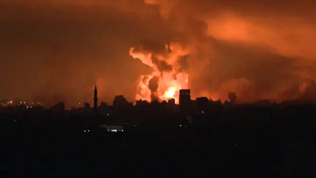 Explosion lights up the Gaza City skyline