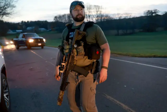 Cars were stopped as police looked for the suspect