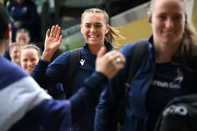 Emma Orr arrives at the stadium