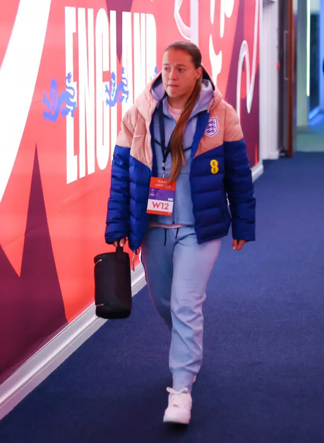 Fran Kirby arrives at the King Power Stadium.