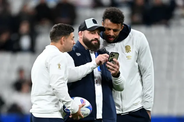 Joe Marler on his mobile phone