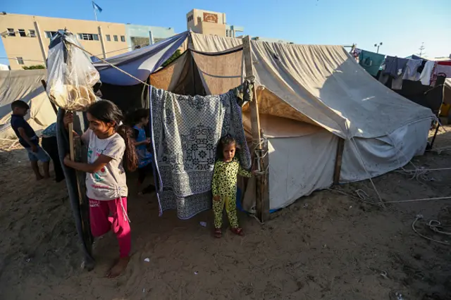 A refugee camp set up for Palestinians in Khan Yunis, Gaza - 26 October 2023