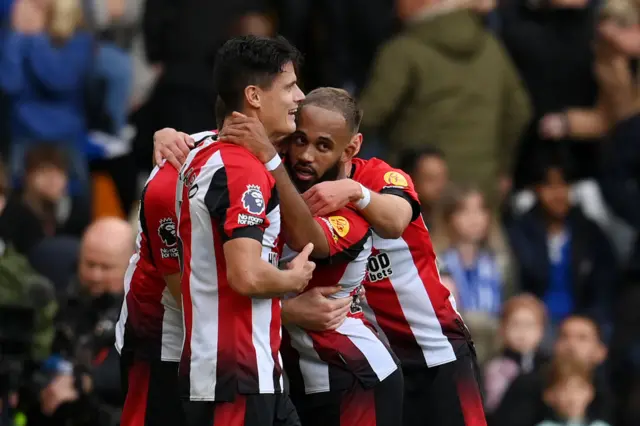 Brentford's Bryan Mbeumo celebrates goal