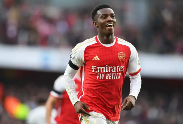 Eddie Nketiah soaking up the love at Emirates Stadium