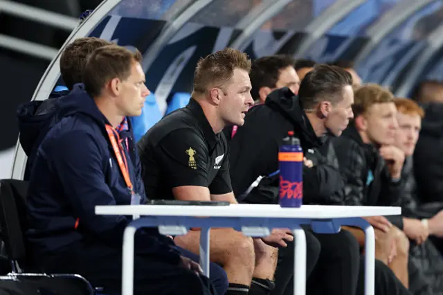 Sam Cane sits on the bench after his yellow card