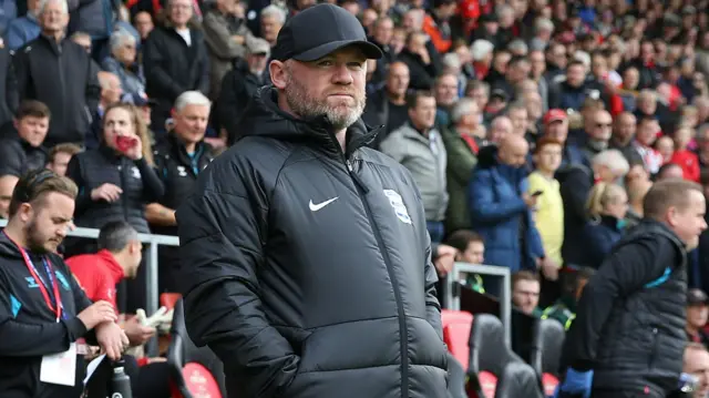 Wayne Rooney looks on at St Mary's