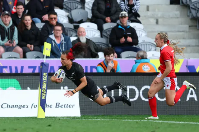 Ruby Tui was a thorn in Wales' side with four tries in the first half