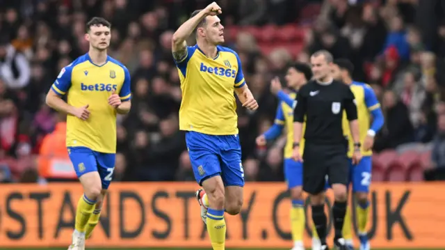 Michael Rose celebrates goal for Stoke