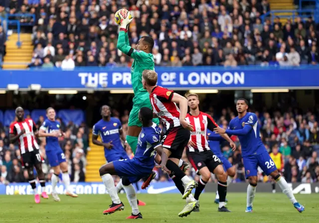 Chelsea's Robert Sanchez claims the ball