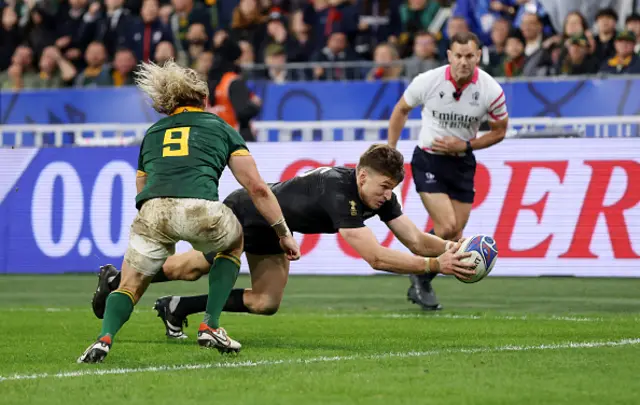 Beauden Barrett dives to score a try