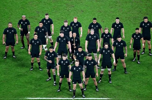 All Blacks lineup to perform the Haka