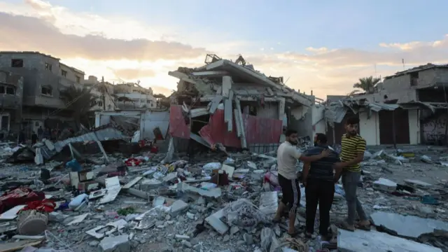 The ruins of a destroyed building in Khan Younis