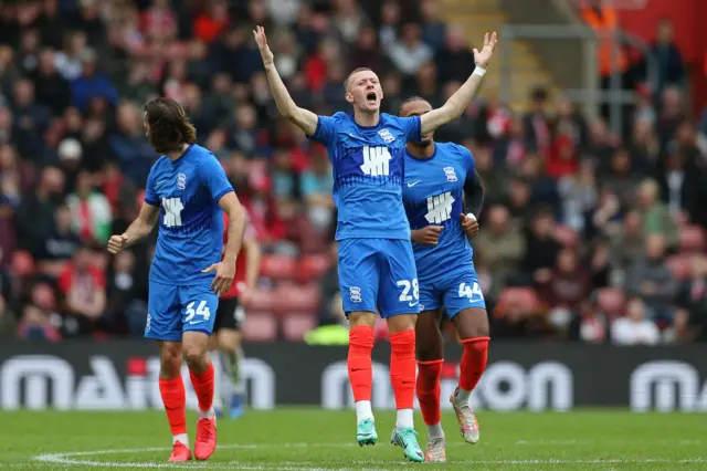 Jay Stansfield celebrates scoring for Birmingham