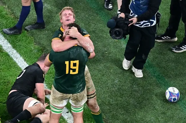 South Africa's flanker Pieter-Steph du Toit celebrates