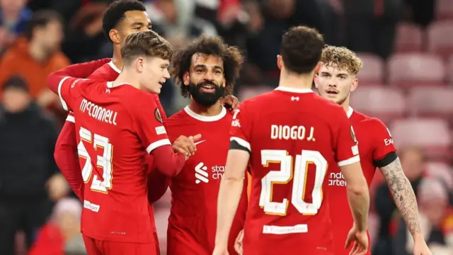 Liverpool players celebrate