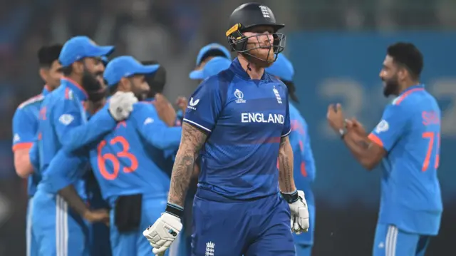 Ben Stokes walks off after being dismissed