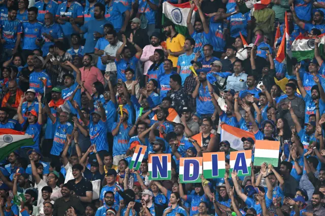 India fans during the World Cup match against England