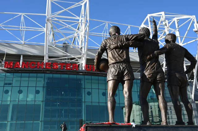 Manchester United statue outside of Old Trafford