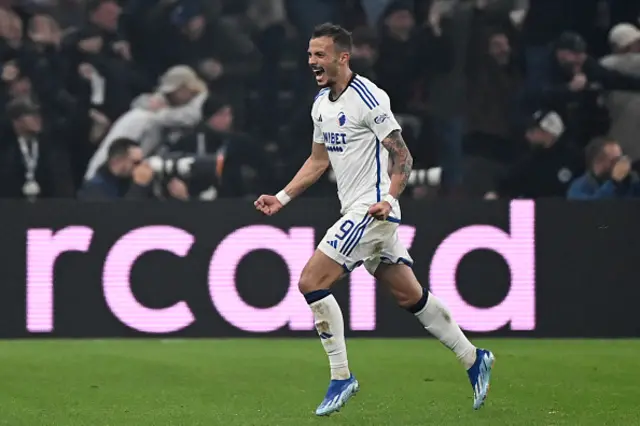 Diogo Goncalves celebrates after scoring