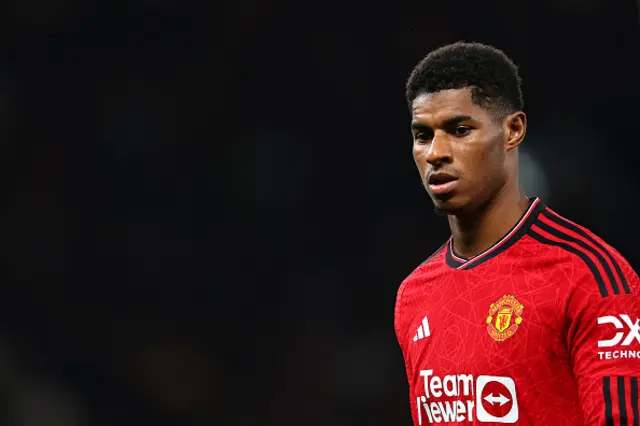 Marcus Rashford of Manchester United looks on