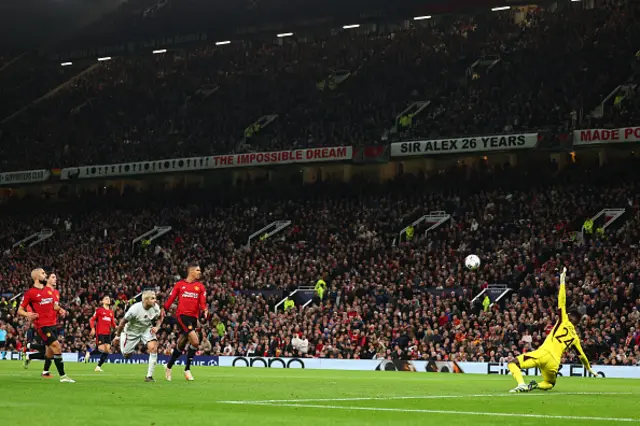 Mauro Icardi of Galatasaray scores a goal as Varane and Amrabt look on