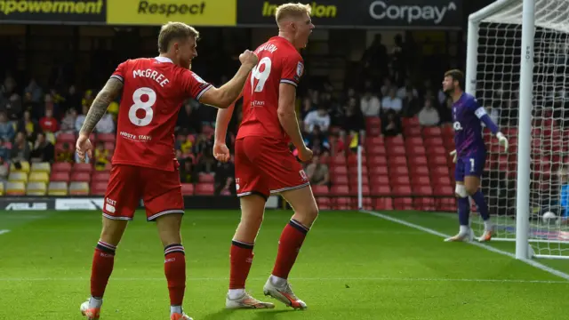 Middlesbrough players celebrate goal