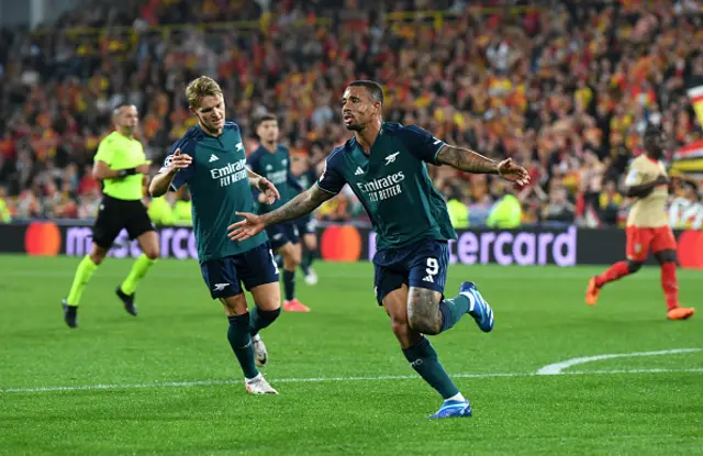 Gabriel Jesus of Arsenal celebrates after scoring