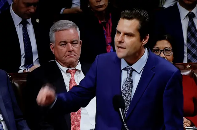 Rep Matt Gaetz speaking during the debate