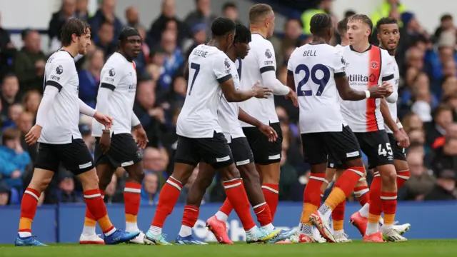 Luton players celebrate