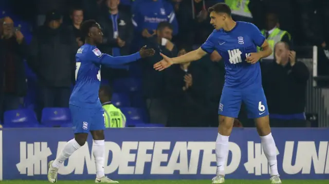 Birmingham celebrate scoring a goal