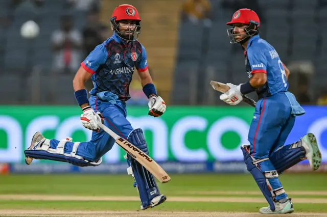 Ibrahim Zadran and Rahmat Shah run between the wickets