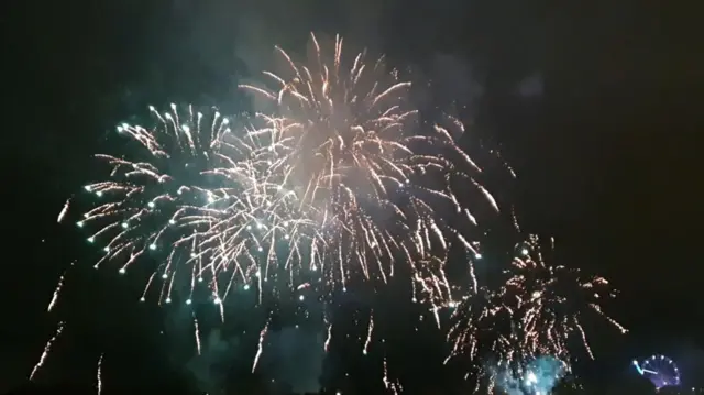 Fireworks exploding over Derry