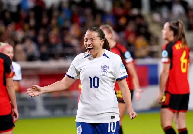 Fran Kirby celebrates scoring for England