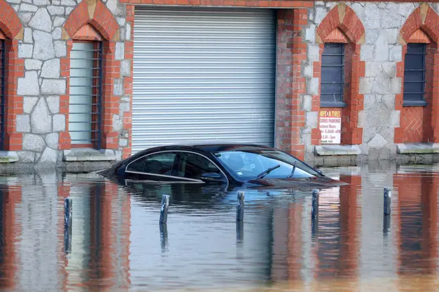 Submerged car in Newry flood