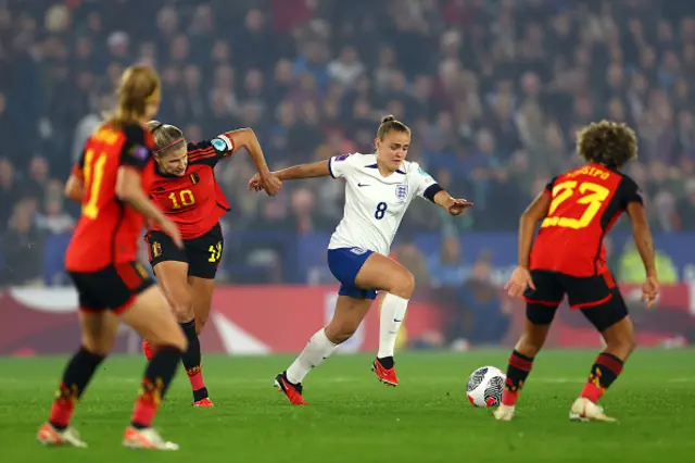 Georgia Stanway of England runs with the ball