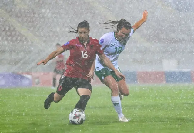 Albania v Republic of Ireland play in rain