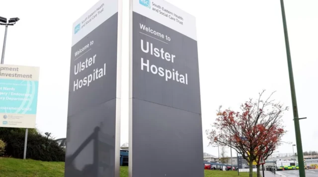 Sign reading "welcome to Ulster Hospital"